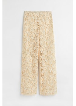 H & M - Proste spodnie koronkowe - Beżowy ze sklepu H&M w kategorii Spodnie damskie - zdjęcie 169801266