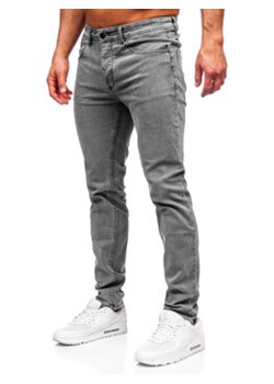 Grafitowe spodnie jeansowe męskie slim fit Denley MP0192GC ze sklepu Denley w kategorii Jeansy męskie - zdjęcie 169802246