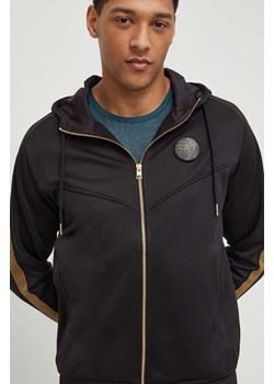 EA7 Emporio Armani bluza męska kolor czarny z kapturem wzorzysta ze sklepu ANSWEAR.com w kategorii Bluzy męskie - zdjęcie 169802678