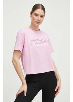 Guess t-shirt bawełniany KIARA damski kolor różowy V4GI18 I3Z14 ze sklepu ANSWEAR.com w kategorii Bluzki damskie - zdjęcie 169802999