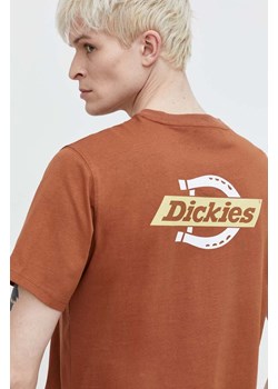 Dickies t-shirt bawełniany SS RUSTON TEE męski kolor brązowy z nadrukiem DK0A4XDC ze sklepu ANSWEAR.com w kategorii T-shirty męskie - zdjęcie 169803159