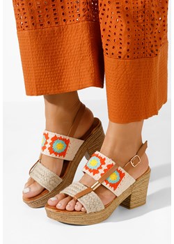Beżowe sandały na słupku i platformie Zeina V3 ze sklepu Zapatos w kategorii Sandały damskie - zdjęcie 169804239