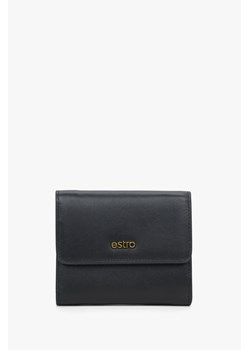 Estro: Mały czarny portfel damski ze skóry naturalnej ze sklepu Estro w kategorii Portfele damskie - zdjęcie 169806566