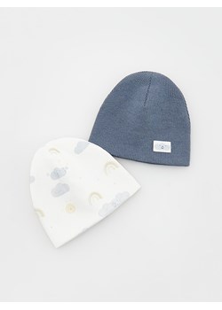 Reserved - Bawełniana czapka 2 pack - złamana biel ze sklepu Reserved w kategorii Czapki dziecięce - zdjęcie 169814165