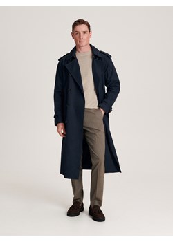 Reserved - Dwurzędowy trencz z bawełną - szary ze sklepu Reserved w kategorii Kurtki męskie - zdjęcie 169814257