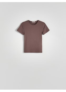 Reserved - T-shirt slim fit - kasztanowy ze sklepu Reserved w kategorii Bluzki damskie - zdjęcie 169814358