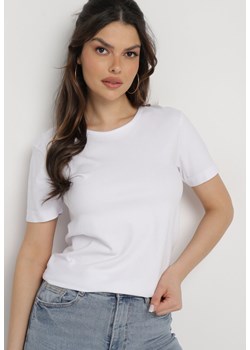 Biały T-shirt z Okrągłym Dekoltem Idudia ze sklepu Born2be Odzież w kategorii Bluzki damskie - zdjęcie 169815268
