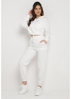 Biały Komplet Dresowy Bluza z Kapturem i Spodnie Joggery Famiana ze sklepu Born2be Odzież w kategorii Dresy damskie - zdjęcie 169815456