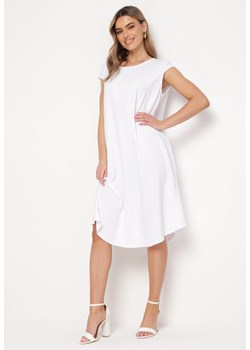 Biała Sukienka na Grubych Ramiączkach Rozkloszowana Midi Aelthia ze sklepu Born2be Odzież w kategorii Sukienki - zdjęcie 169815769