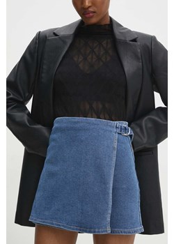 Answear Lab szorty jeansowe damskie kolor niebieski gładkie high waist ze sklepu ANSWEAR.com w kategorii Spódnice - zdjęcie 169815956