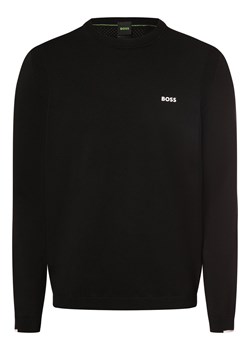 BOSS Green Męski sweter z dzianiny - Ever-X_CN Mężczyźni czarny jednolity ze sklepu vangraaf w kategorii Swetry męskie - zdjęcie 169816679