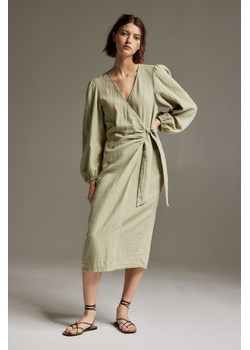 H & M - Kopertowa sukienka z muślinu - Zielony ze sklepu H&M w kategorii Sukienki - zdjęcie 169819146