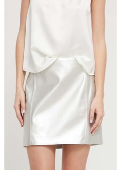 HUGO spódnica kolor srebrny mini prosta ze sklepu ANSWEAR.com w kategorii Spódnice - zdjęcie 169821748