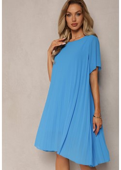 Niebieska Plisowana Sukienka o Rozkloszowanym Kroju Orxiala ze sklepu Renee odzież w kategorii Sukienki - zdjęcie 169822137