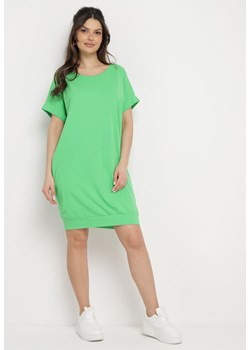 Zielona Pudełkowa Sukienka T-shirtowa o Krótkim Kroju Orlella ze sklepu Born2be Odzież w kategorii Sukienki - zdjęcie 169822567