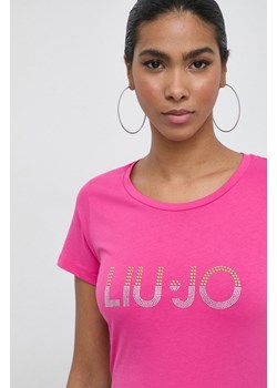 Liu Jo t-shirt bawełniany damski kolor różowy ze sklepu ANSWEAR.com w kategorii Bluzki damskie - zdjęcie 169826057