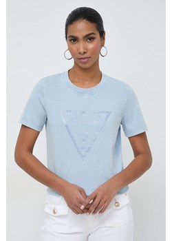 Guess t-shirt bawełniany damski kolor niebieski W4GI26 I3Z14 ze sklepu ANSWEAR.com w kategorii Bluzki damskie - zdjęcie 169826076