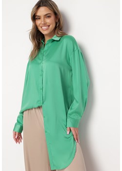 Zielona Koszula na Guziki o Przedłużonym Kroju Alephio ze sklepu Born2be Odzież w kategorii Koszule damskie - zdjęcie 169830289