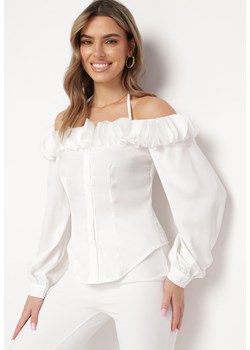 Biała Koszula Hiszpanka z Falbanką i Wiązaniem inace ze sklepu Born2be Odzież w kategorii Koszule damskie - zdjęcie 169830397