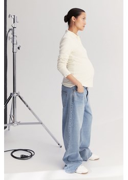 H & M - MAMA Top polo w prążki - Biały ze sklepu H&M w kategorii Bluzki ciążowe - zdjęcie 169834219