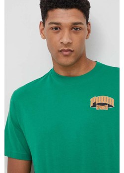 Puma t-shirt bawełniany męski kolor zielony z nadrukiem 624395 ze sklepu ANSWEAR.com w kategorii T-shirty męskie - zdjęcie 169836938