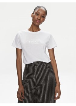 Pinko T-Shirt Start 101752 A1NW Biały Regular Fit ze sklepu MODIVO w kategorii Bluzki damskie - zdjęcie 169842699