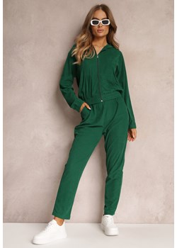 Zielony 2-częściowy Komplet Dresowy z Materiału w Prążki Zollanu ze sklepu Renee odzież w kategorii Dresy damskie - zdjęcie 169843348