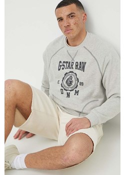 G-Star Raw bluza męska kolor szary z nadrukiem ze sklepu ANSWEAR.com w kategorii Bluzy męskie - zdjęcie 169844388