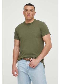 G-Star Raw t-shirt bawełniany męski kolor zielony gładki ze sklepu ANSWEAR.com w kategorii T-shirty męskie - zdjęcie 169844659