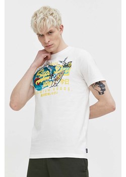 Superdry t-shirt bawełniany męski kolor biały z nadrukiem ze sklepu ANSWEAR.com w kategorii T-shirty męskie - zdjęcie 169844689