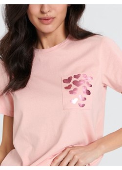Sinsay - Koszulka z kieszonką - różowy ze sklepu Sinsay w kategorii Bluzki damskie - zdjęcie 169845335