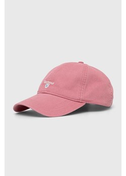 Barbour czapka z daszkiem bawełniana kolor różowy z aplikacją ze sklepu PRM w kategorii Czapki z daszkiem męskie - zdjęcie 169850216