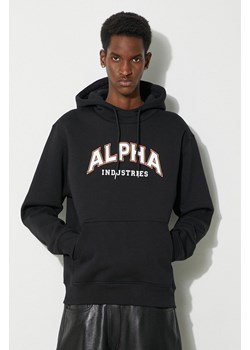 Alpha Industries bluza College Hoody męska kolor czarny z kapturem z nadrukiem 146331 ze sklepu PRM w kategorii Bluzy męskie - zdjęcie 169850326
