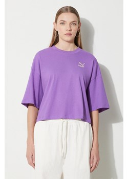 Puma t-shirt bawełniany BETTER CLASSICS Oversized damski kolor beżowy 624226 ze sklepu PRM w kategorii Bluzki damskie - zdjęcie 169850558