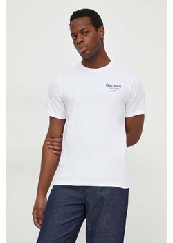 Barbour t-shirt bawełniany męski kolor biały z nadrukiem ze sklepu PRM w kategorii T-shirty męskie - zdjęcie 169850578