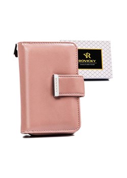 Różowy portfel damski z jednolitej skóry ekologicznej, zapinany zatrzaskiem - Rovicky ze sklepu 5.10.15 w kategorii Portfele damskie - zdjęcie 169851786