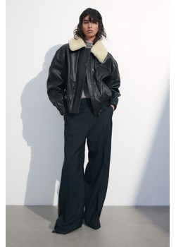 H & M - Skórzana kurtka z odpinanym kołnierzem - Czarny ze sklepu H&M w kategorii Kurtki damskie - zdjęcie 169853136