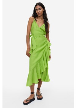 H & M - Kopertowa sukienka z falbaną - Zielony ze sklepu H&M w kategorii Sukienki - zdjęcie 169853167