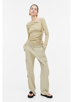 H & M - Spodnie cargo z domieszką lnu - Zielony ze sklepu H&M w kategorii Spodnie damskie - zdjęcie 169853319