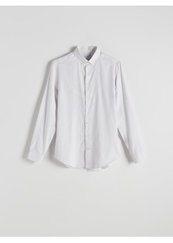 Reserved - Koszula slim fit z domieszką lnu - jasnoszary ze sklepu Reserved w kategorii Koszule męskie - zdjęcie 169855499