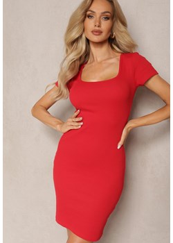 Czerwona Bawełniana Sukienka Mini z Wyciętymi Plecami z Haftem i Motylkiem Natsiri ze sklepu Renee odzież w kategorii Sukienki - zdjęcie 169856066