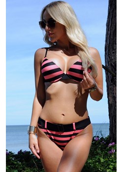 Dwuczęściowy kostium kąpielowy w paski Harumi, Kolor czarno-różowy, Rozmiar L, LivCo Corsetti Fashion ze sklepu Intymna w kategorii Stroje kąpielowe - zdjęcie 169856556