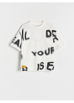 Reserved - T-shirt oversize - złamana biel ze sklepu Reserved w kategorii T-shirty chłopięce - zdjęcie 169857287