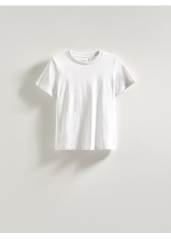Reserved - T-shirt slim fit - biały ze sklepu Reserved w kategorii Bluzki damskie - zdjęcie 169858335