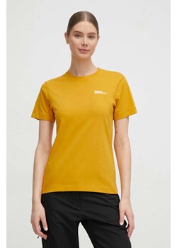 Jack Wolfskin t-shirt bawełniany Essential damski kolor żółty 1808352 ze sklepu ANSWEAR.com w kategorii Bluzki damskie - zdjęcie 169858875