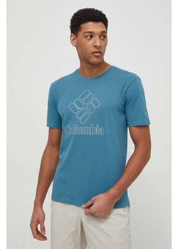 Columbia t-shirt sportowy Pacific Crossing II Pacific Crossing II kolor turkusowy z nadrukiem 2036472 ze sklepu ANSWEAR.com w kategorii T-shirty męskie - zdjęcie 169858918