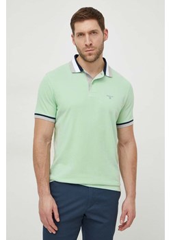 Barbour polo bawełniane kolor zielony wzorzysty ze sklepu ANSWEAR.com w kategorii T-shirty męskie - zdjęcie 169859185