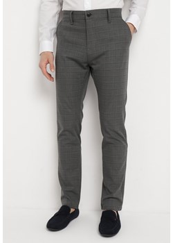Szare Spodnie w Garniturowym Stylu w Kratę Marbesela ze sklepu Born2be Odzież w kategorii Spodnie męskie - zdjęcie 169860655