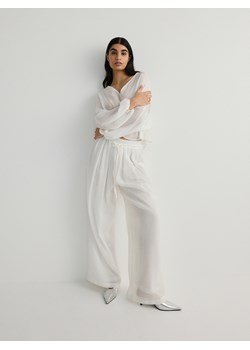 Reserved - Spodnie z lyocellem - biały ze sklepu Reserved w kategorii Spodnie damskie - zdjęcie 169862545