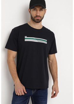 Granatowa Bawełniana Koszulka z Nadrukiem na Przodzie Renessa ze sklepu Born2be Odzież w kategorii T-shirty męskie - zdjęcie 169867945